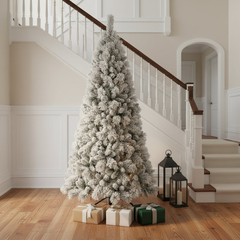 Arbre de Noël pin vert et blanc 9 pi