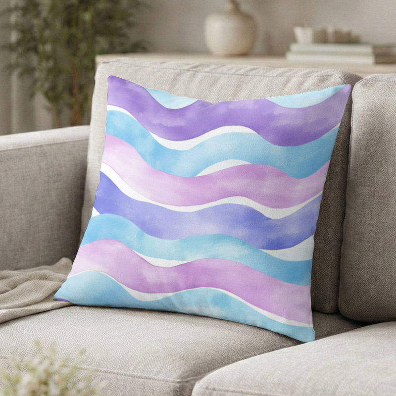 Coussin décoratif abstrait - Bord de mer, H 18 po x l 18 po