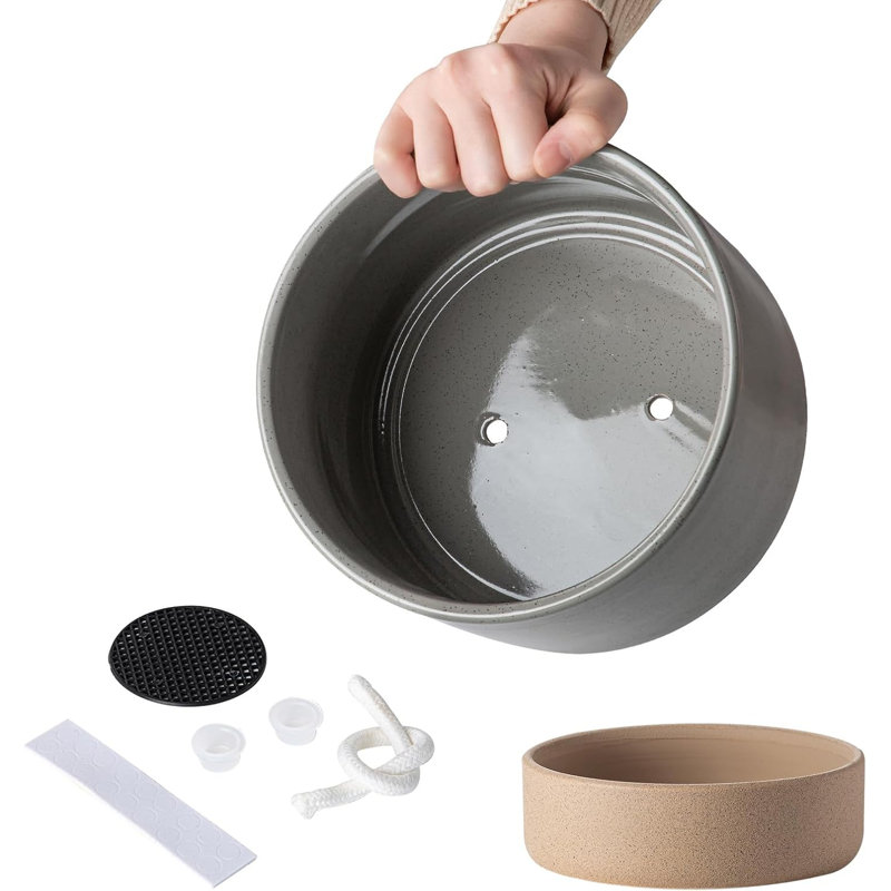 Jardinière en céramique 8 "avec arrosage automatique et drainage