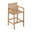 Tabouret de bar d'extérieur en bois, bois fini teck avec coussin beige, ensemble de 2