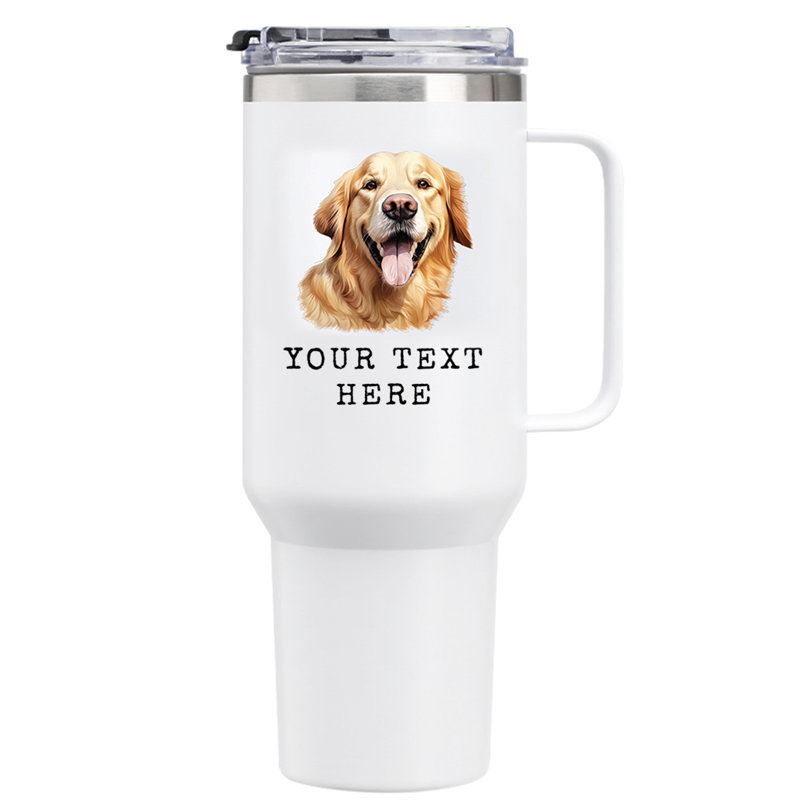 Verre personnalisé 40 oz avec poignée, grande race de chien, tasse de voyage personnalisée avec paille, Oui
