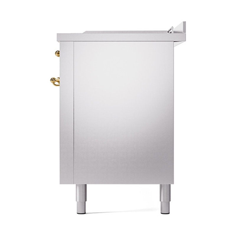 ILVE Nostalgie II Noblesse 60 in Dual Fuel Range 7 Burner, Griddle, Frenchtop, Stainless Steel/Brass, Liquid Propane