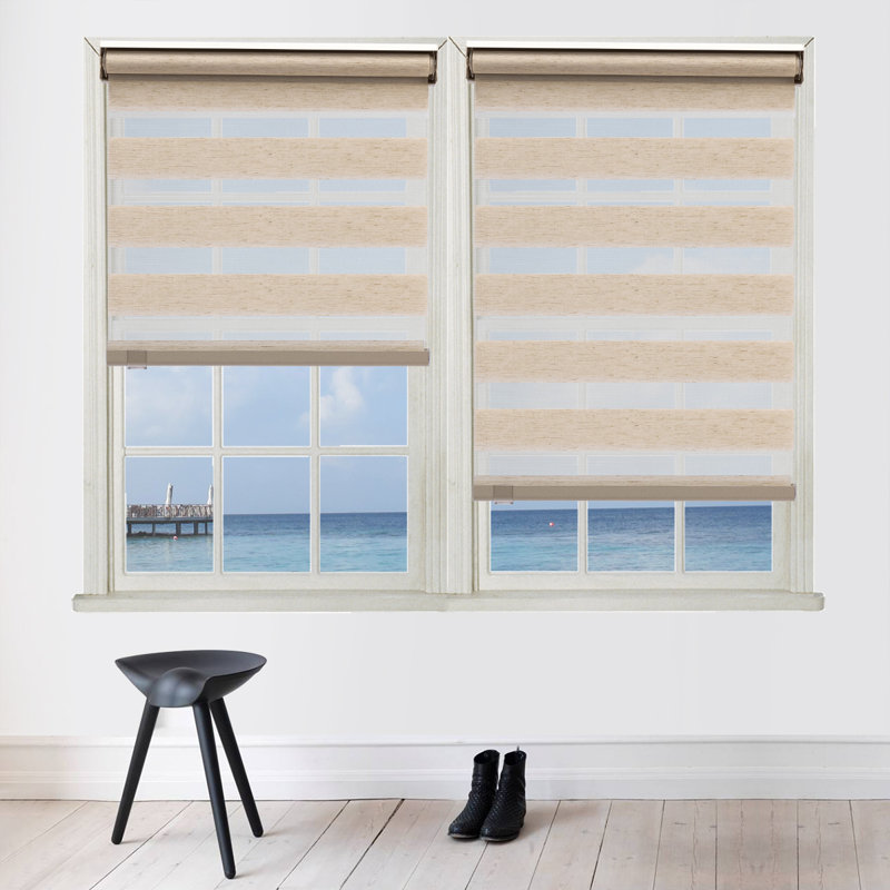 Store enroulé semi-transparent, Beige, L 72,00 po x L 72,00 po