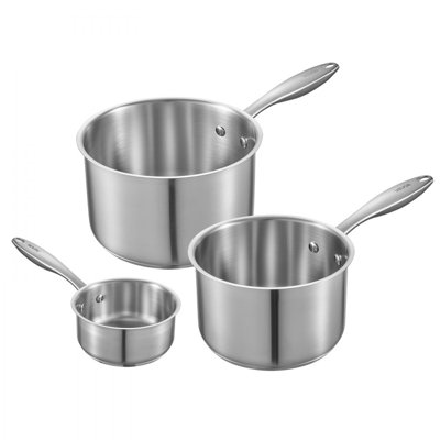 Ensemble de casseroles en acier inoxydable avec couvercle en verre 1 pte et 2 pintes et 3 pintes