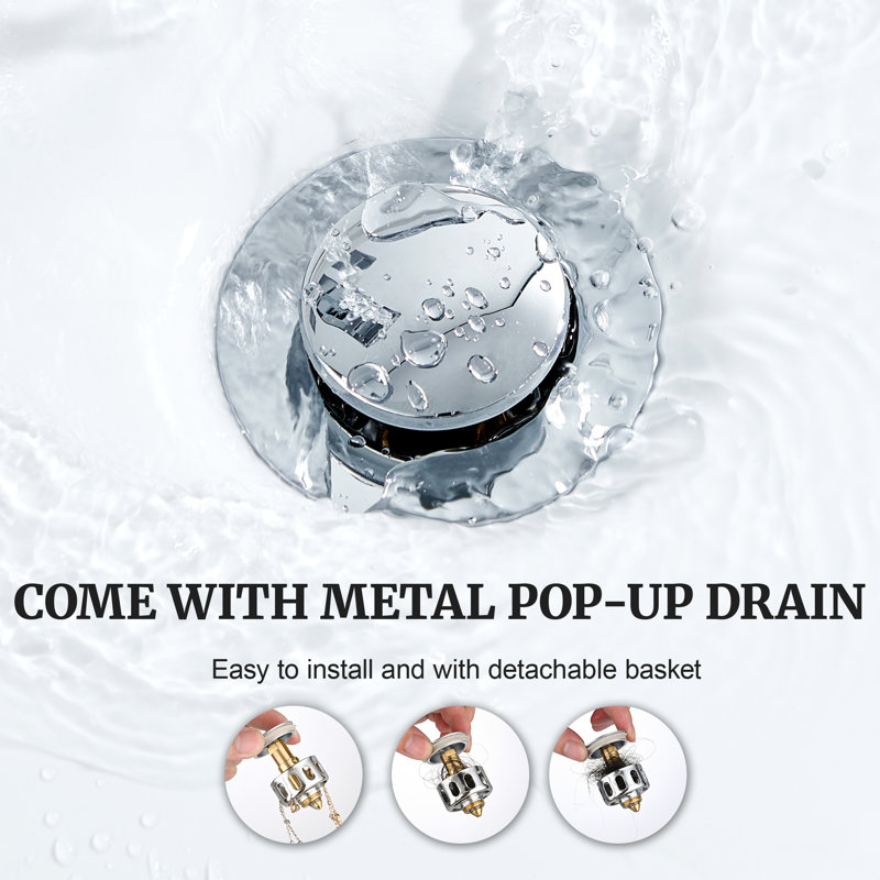Robinet de lavabo pour salle de bain à poignée double 8 po avec bonde escamotable, Chrome