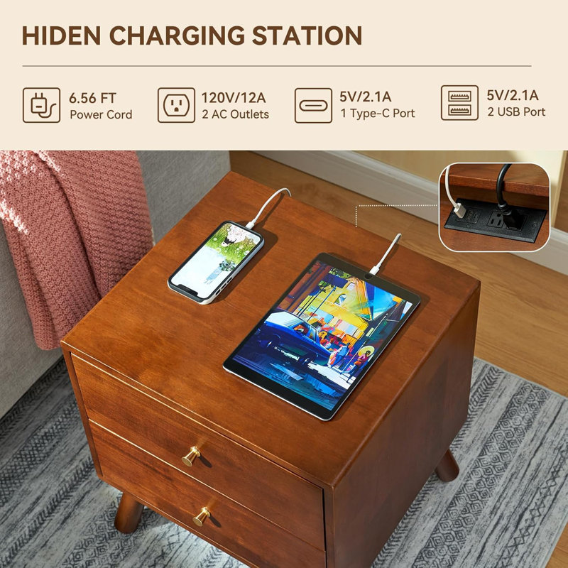 Solid Wood Bedside Table