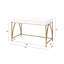 Bureau d'ordinateur contemporain blanc brillant avec pieds en métal doré et 2 tiroirs