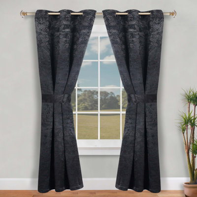 Finklea 100% Polyester Floral Room Darkening Grommet Curtain Panels