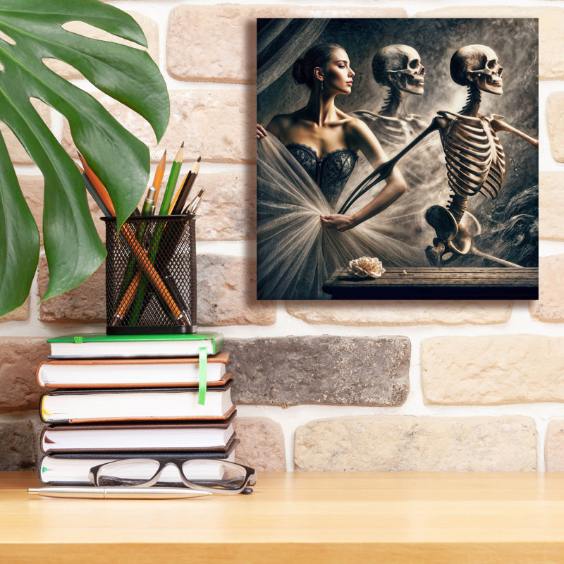  «Macabre Dance» par Rey Klimt, art mural sur toile, 12 po x 12 po