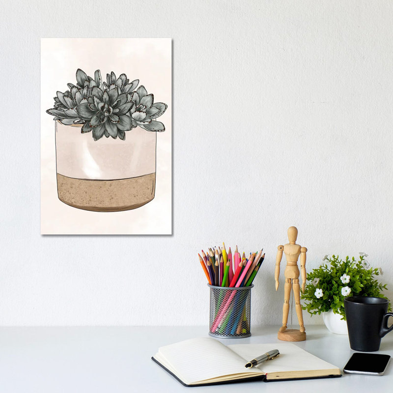 Potted Succulents by Katie Bryant - Wrapped Canvas Painting, 20.32 cm H x 30.48 cm W