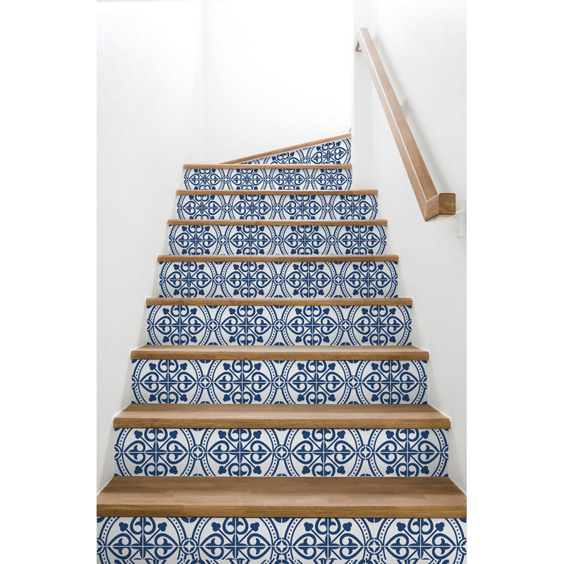 Luxe Haven Villa Mar Tile 9' L x 20.5" W Peel and Stick Wallpaper Roll, Blue