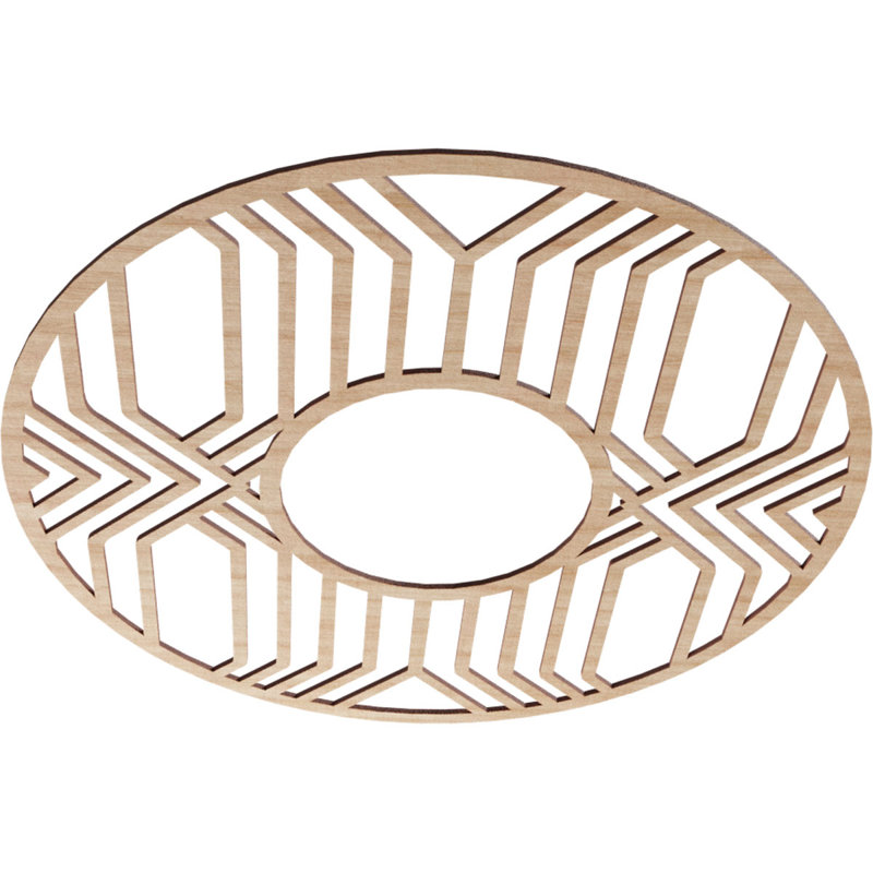 Médaillon de plafond en bois ajouré de 32 po x P 11 3/4 po x P 3/8 po, noyer, Aulne, H 30 po x l 30 po x P 0,25 po