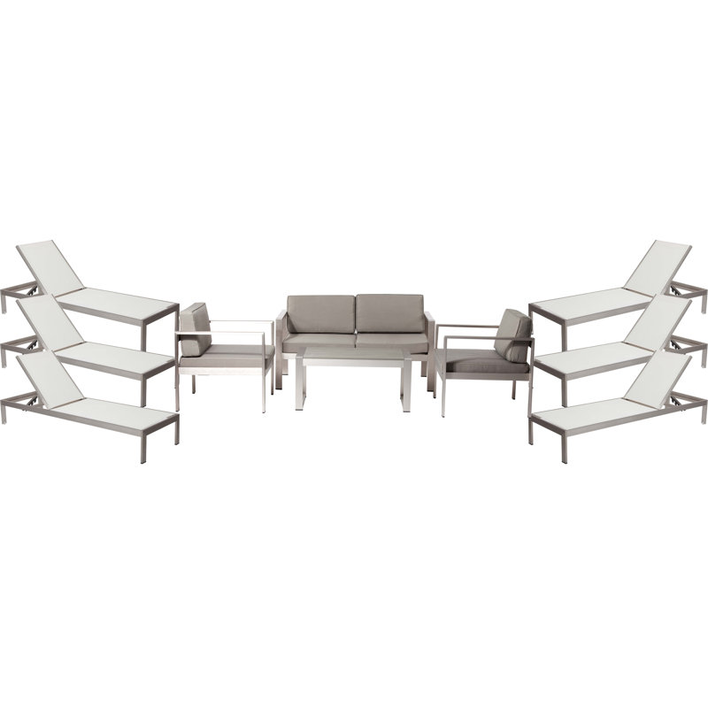 Table basse 10 pièces avec coussins Aynura, Blanc