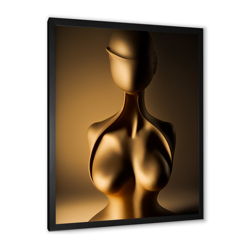Mannequin élégant de robe dorée IV - reproduction sur toile, H 44 po x l 34 po x P 1,5 po