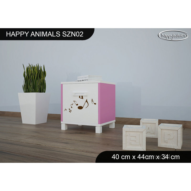 Nightstand, White/Pink