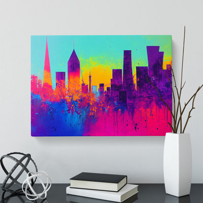 Splashed Skyscraper Skyline Vol.5 Abstract - Wrapped Canvas