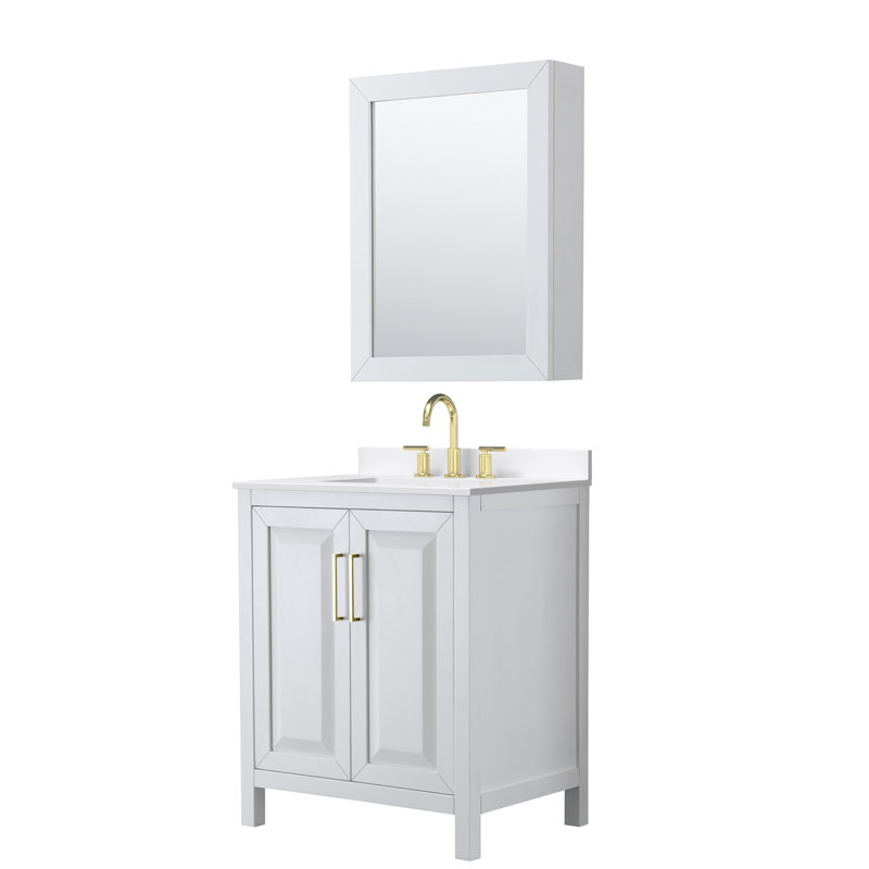 Daria 30'' W Vanity, Giotto Quartz, White, Brushed Gold