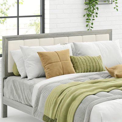 Stylish Bedroom Bed, Upholstered Platform Bed Frame with Wooden Slats