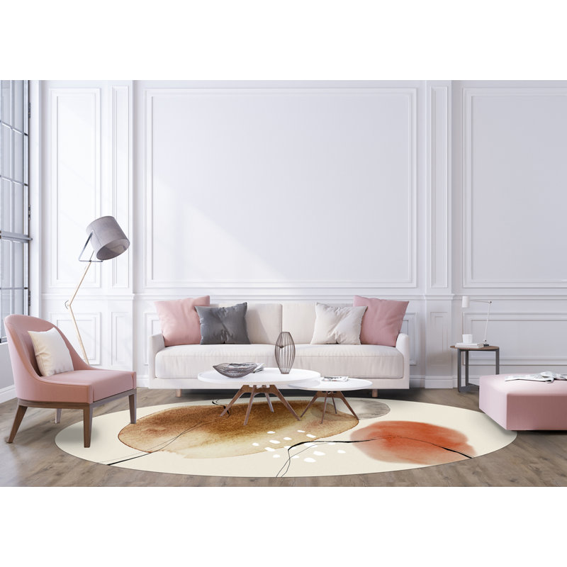 Deshonta Vinyl Machine Printed Area Rug, Round 100cm
