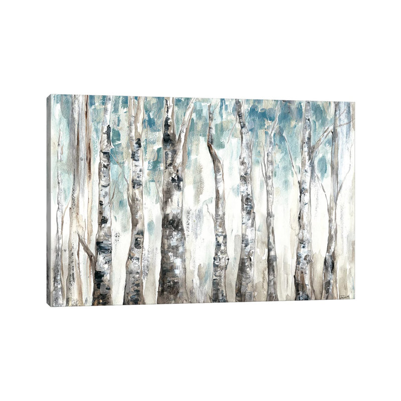 Winter Aspen Trunks Blue by Tre Sorelle Studios - Wrapped Canvas Painting, 66.04 cm H x 45.72 cm W x 3.175 cm D