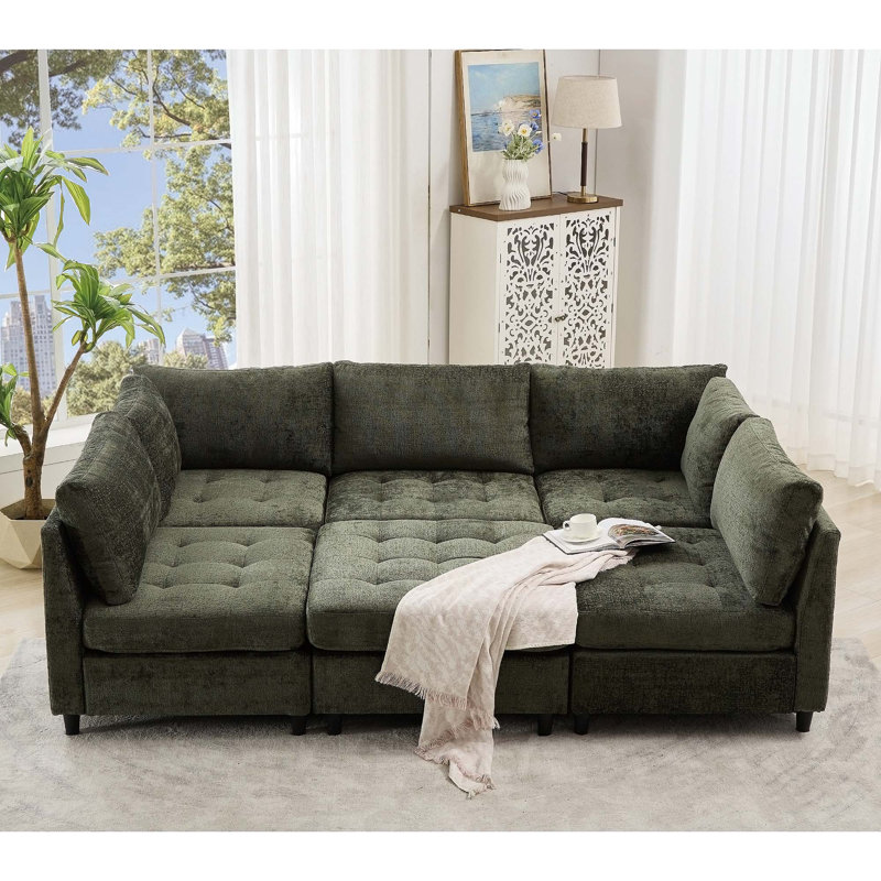 Canapé modulaire polyvalent avec rangement repose-pieds pour le confort du salon