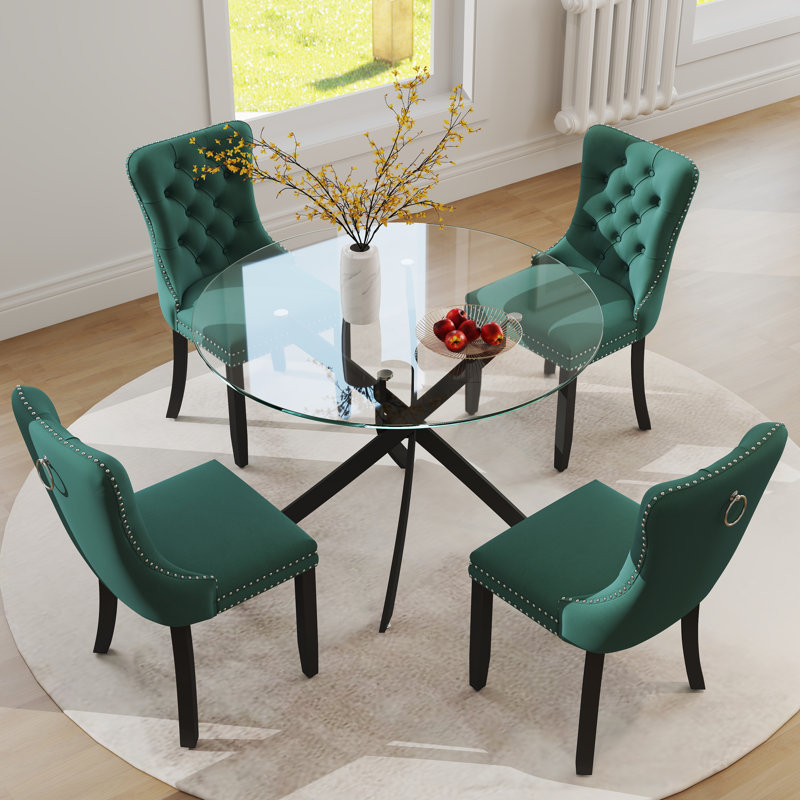 Ensemble repas rond à piédestal, 5, Vert