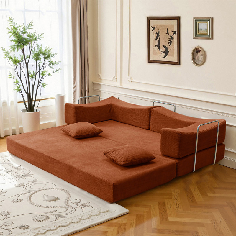 Canapé-lit modulaire convertible 2-en-1 avec matelas en mousse à mémoire de forme - aucun assemblage requis, canapé-lit peu encombrant pour salon, chambre à coucher, studio