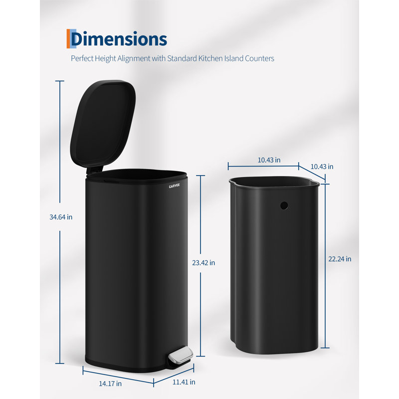 Kitchen Trash Can, Black
