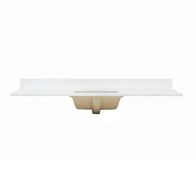 Ceres 61" White Engineered Stone Vanity Top with Sink