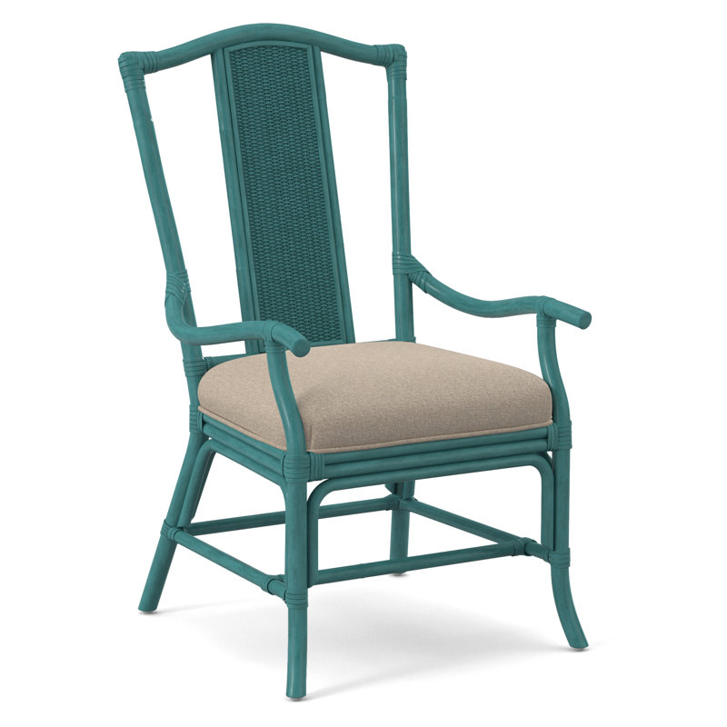 Drury Lane Slat Back Dining Arm Chair, Havana, Eggshell Crypton Performance; 0884-93