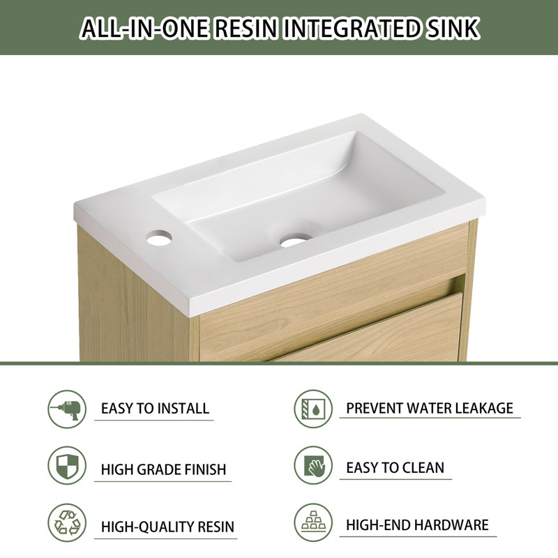 Feld 17.36 " W Free Standing Wall Mounted Single Double Single Vanity Bathroom Vanity With Resin Top