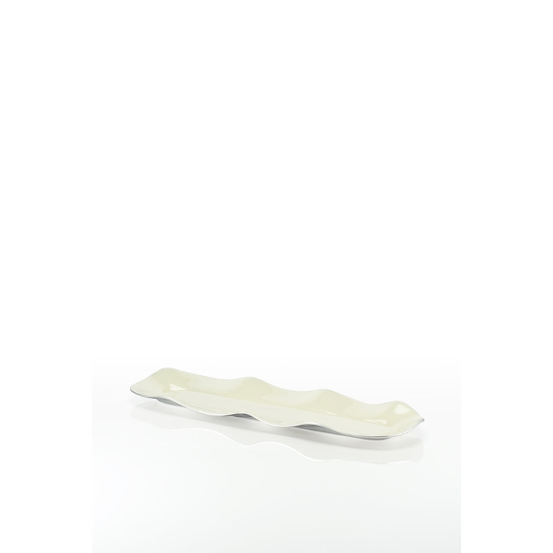 Ruffled Tray, 1.25" H x 19.5" W x 6.5" D, Oyster
