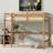 White Oak Watsons High Loft Bed With Desk, Ladder & Safety Guardrail, Solid Rubber Wood-1751279263