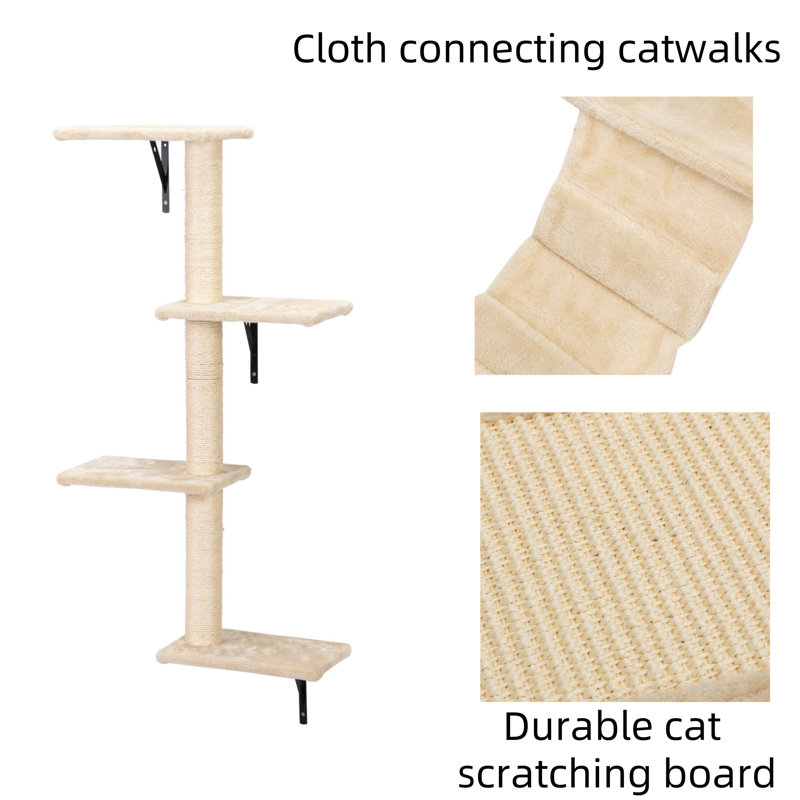 Five Piece Cat Tree Set, Cream