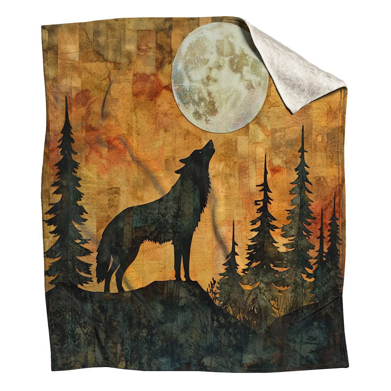Wolf Silhouette Moonlight Blankets, 50in W x 60in H