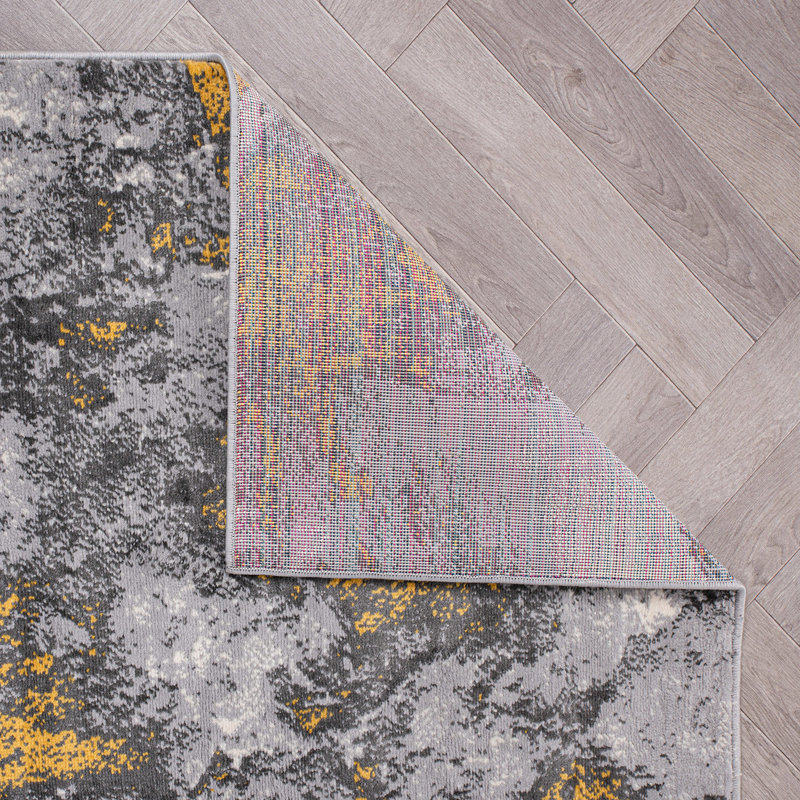 Tapis gris / jaune / ivoire Mullenax Performance, Tapis de couloir de 2 pi x 7 pi