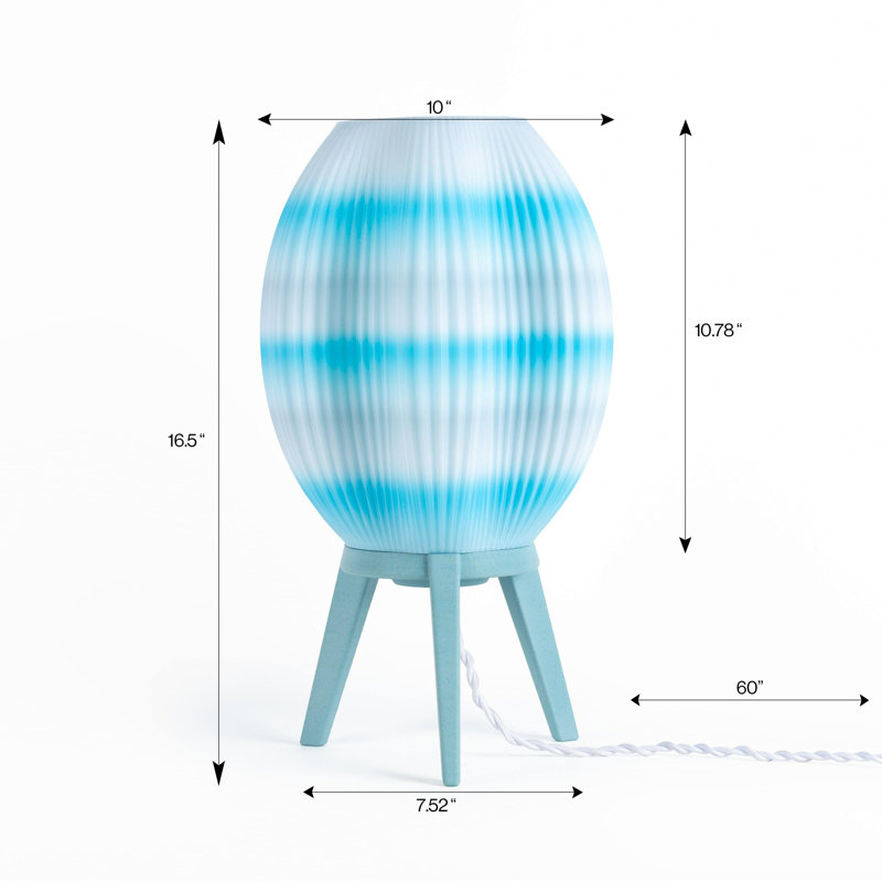 Lampe de table DEL Wavy, Bleu, Bleu / blanc