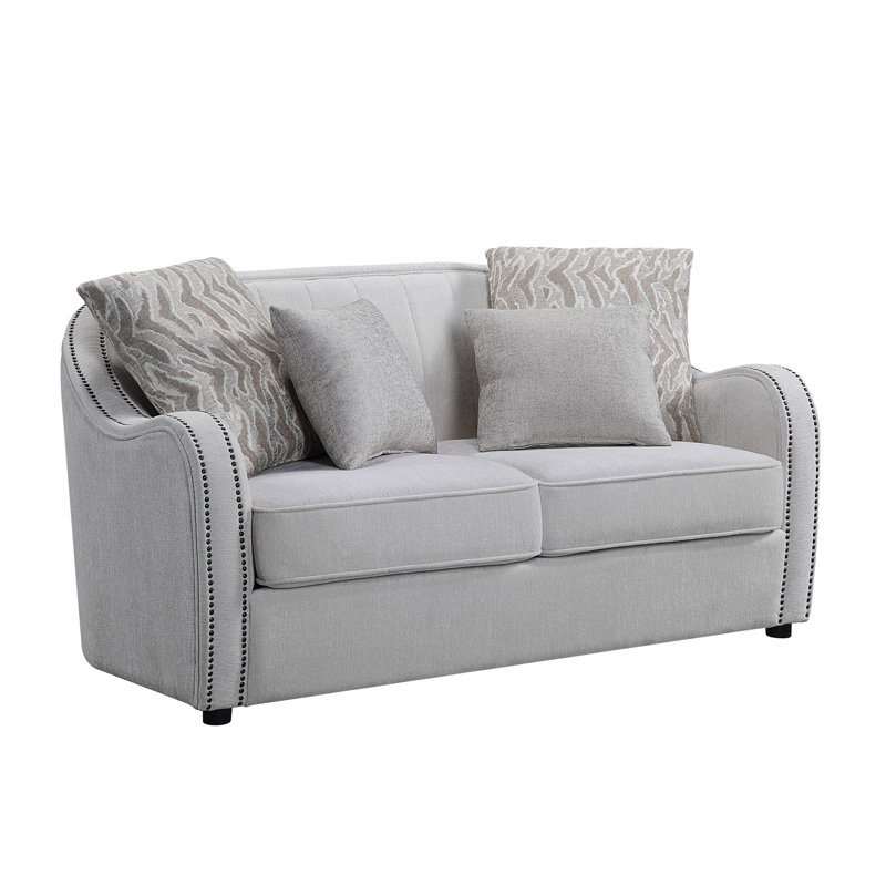 Causeuse Mahler en lin beige avec 4 coussins