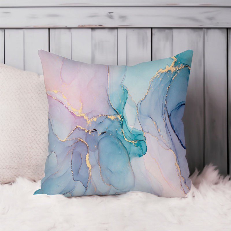 Abstract Teal Pink Geode Crystals Marble Agate Modern