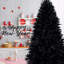 Arbre de Noël noir de 7 pi avec 450 lumières DEL blanches, arbre artificiel en PE + PVC à 1916 pointes, structure à charnières avec support en métal stable-994741004