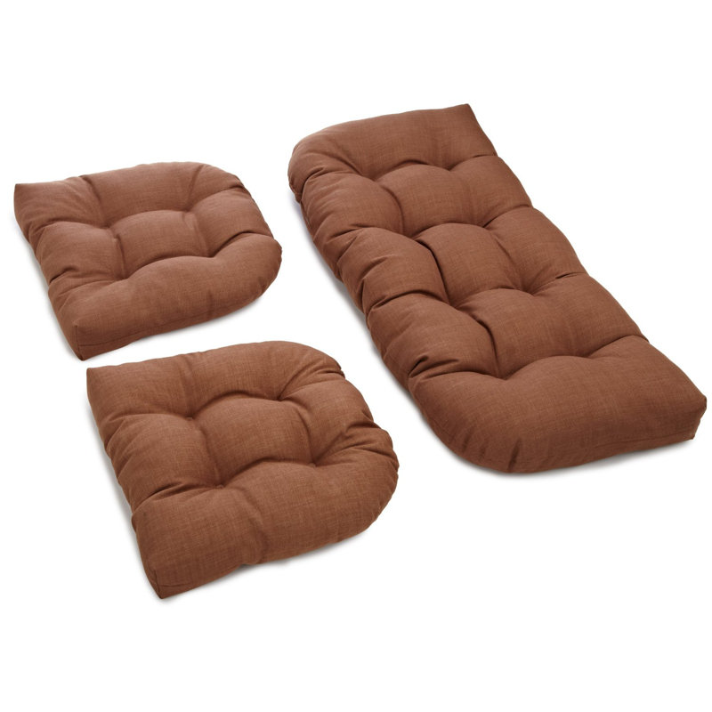 Weather-Resistant Reversible Indoor/Outdoor Seat Cushion Set, Mocha, 4.5''