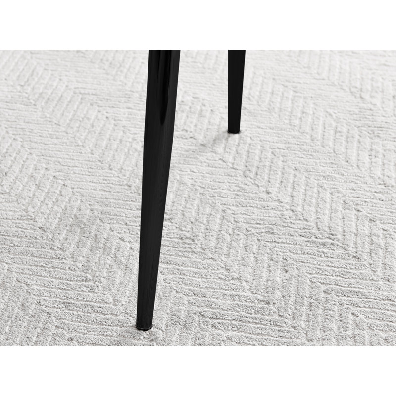 Industrial Design White & Grey Marble Effect Melamine Dining Table Set with 4 Velvet Dining Chairs, Yellow/Black