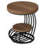19.68" Round Vintage End Table With 2-Tier Storage – Light Brown Side Table With Arc Metal Frame-1479528433