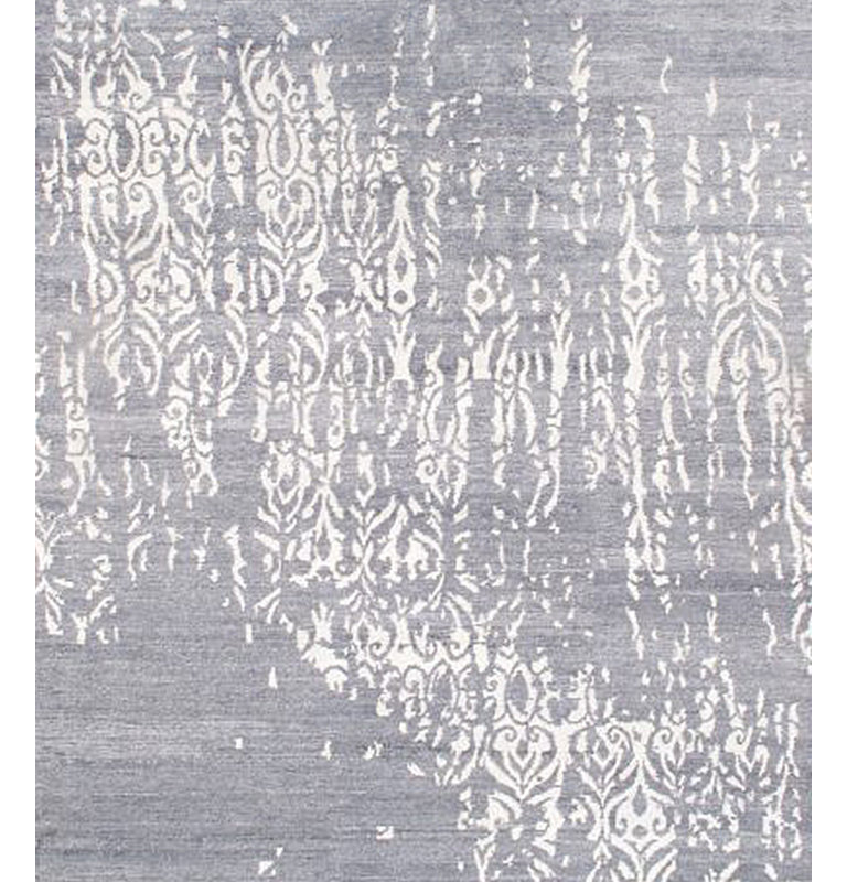 Wool Abstract Area Rug in Gray/White