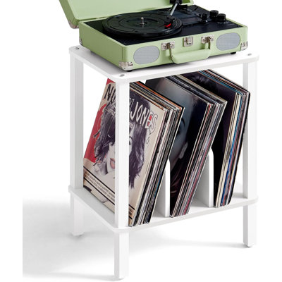 Support pour tourne-disque à 2 niveaux avec rangement pour disques vinyle jusqu'à 100 albums