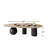 54” Modern Oval Coffee Table with Sintered Stone Top, Sculptural Wood Base, Stable Low-Profile Design for Living Room-1977212977