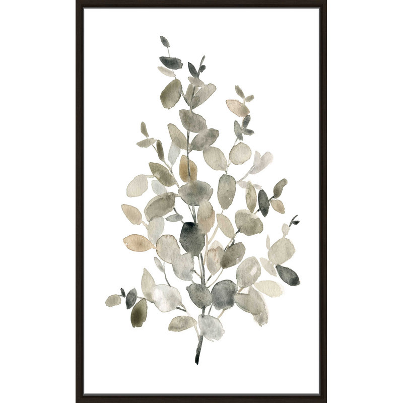 " Neutral Eucalyptus II " Painting Print, 39.5" W x 63.5" H, Brown Framed