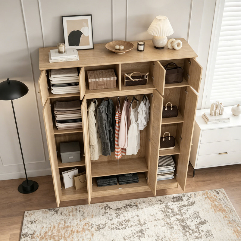 Armoire-penderie haute grande capacité 8 portes, White