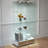 Modern Glass Display Cabinet With Large Drawers,Quick-Assembly Antique Cabinet With LED Lights,Empered Glass Bookshelf,2-Door Storage Case With 4 Shelves For Living Room And Bedroom,White And Natural-386424753