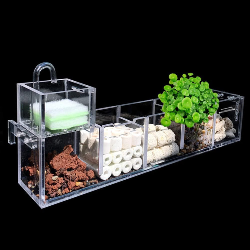 Hang On Aquarium Filter, Transparent Acrylic Aquarium Filter Boxes, Water Flow Aquarium Filter External, Multi-Layer Aquarium Filter, External Hanging Water Purifier, No Water Pump